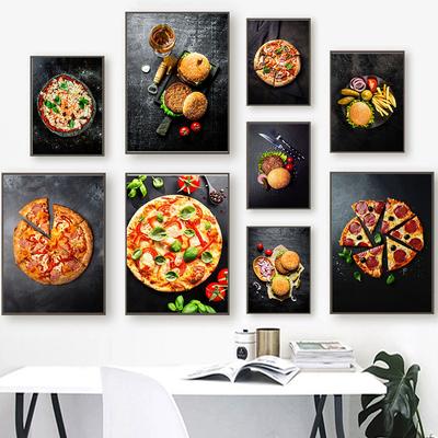 Pizza Burger Gıdalar Tuval Boyama Baskılar Cuadros İskandinav Posteri Duvar Sanatı Resimleri Restoran Ev Mutfak Dekorasyon