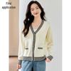 Women's V-Neck Color-Block Knitted Cardigan