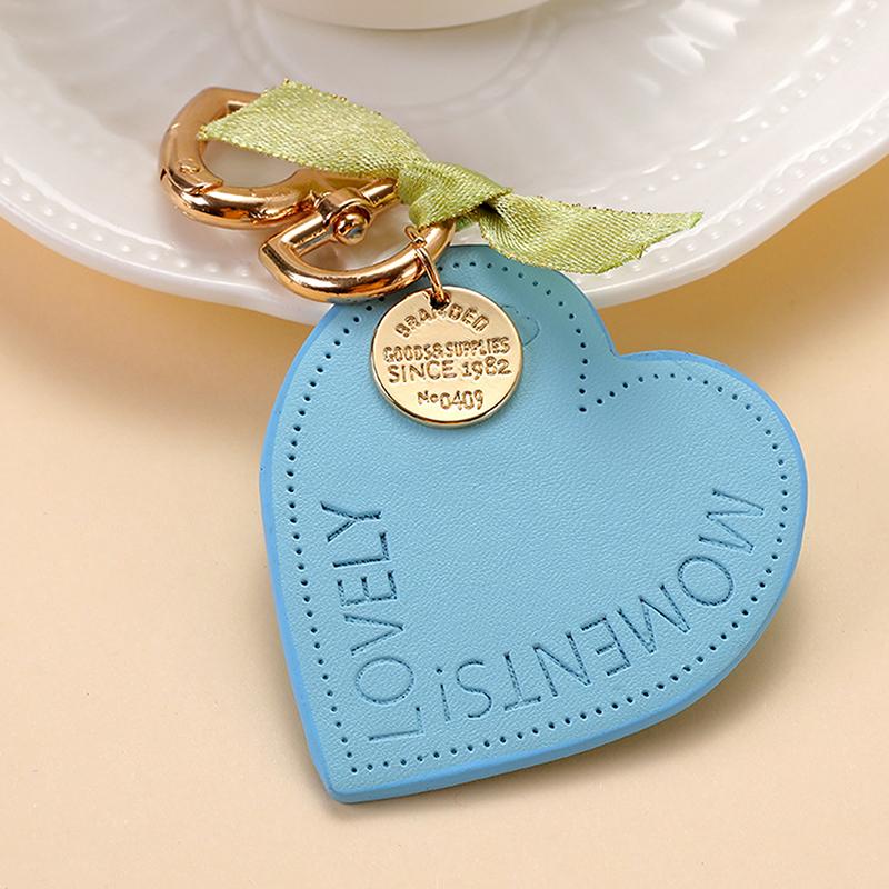 Women Leather Heart Keychain  Leather Heart Shape Keychain Car Key Holder Home Key Ring Charm Bag Car Pendant Gift