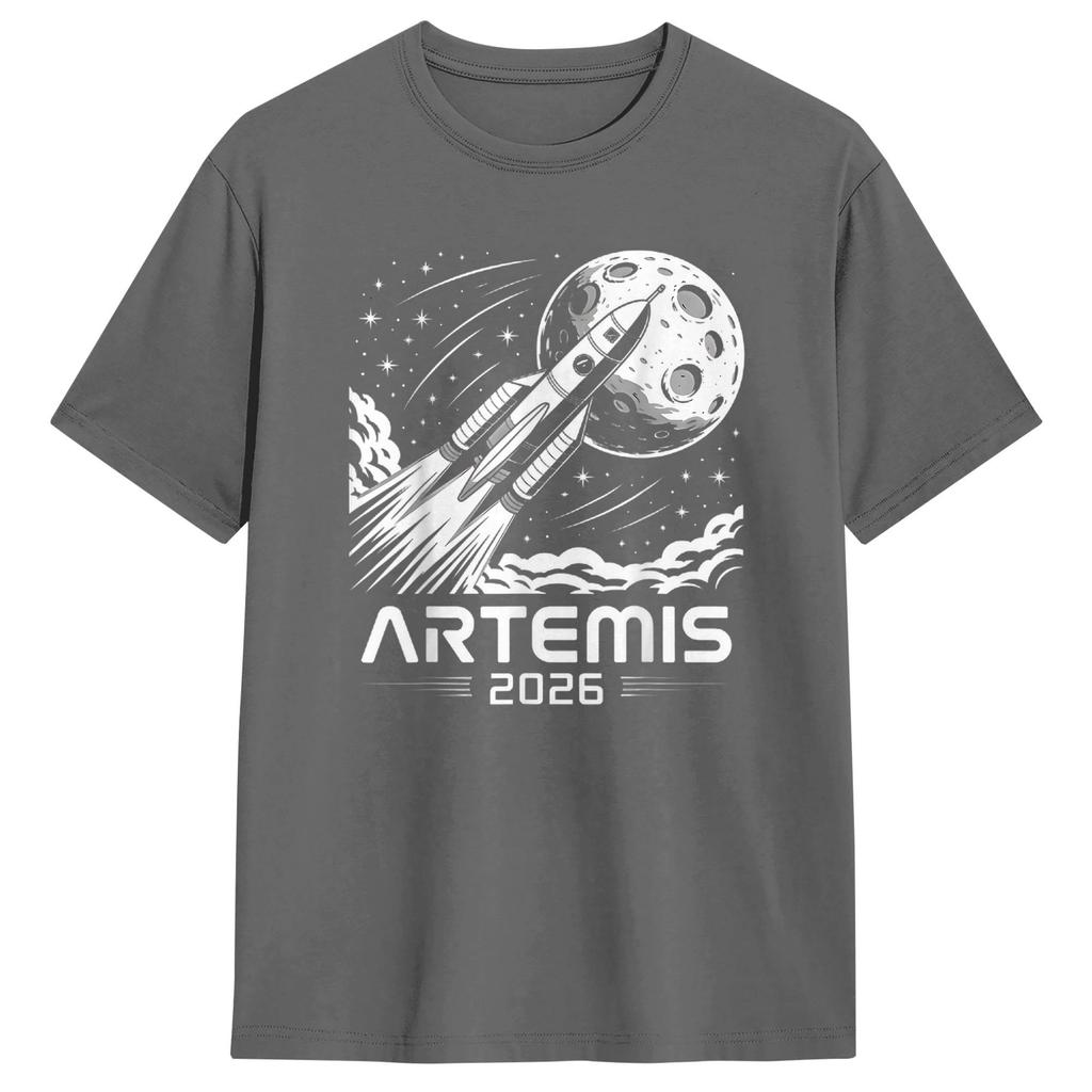 Harajuku T Shirt Beach Artemis Launch To The Moon Hipster T Shirts Cotton Tshirt for Unisex Y2K Fun Short Sleeve Tees