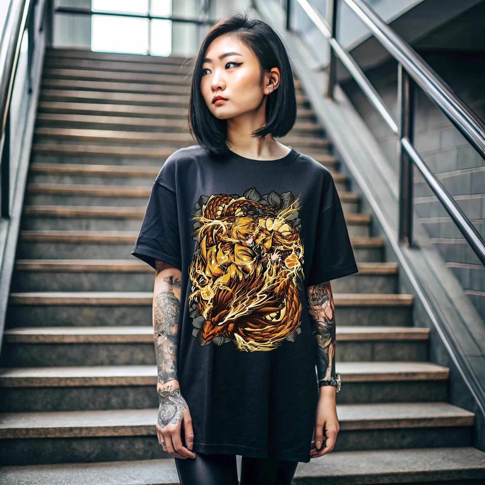 Anime Agatsuma Zenitsu Demon Slayer Black T Shirt 1 S