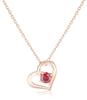 ESTELLE Silver Pink Gold Plated Cubic Zirconia Heart Necklace (0772-1560-0019-0000)