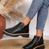 Women's Short Boots  Autumn/Winter New Round Head Square Heel Side Zipper Waterproof Platform Women's Shoes