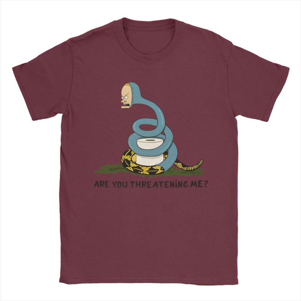 Men TShirts Are You Threatening Me Beavis and ButtHead Casual Cotton Tees Short Sleeve T Shirts Crew Neck Clothes Adult