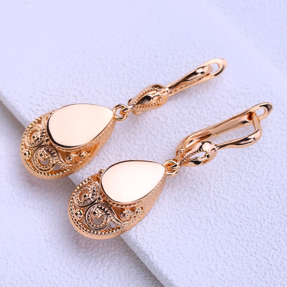 LSOOYH Clip Earrings Rose Gold Color Fashion Earring For Women Geometry Drop Earrings Jewelry