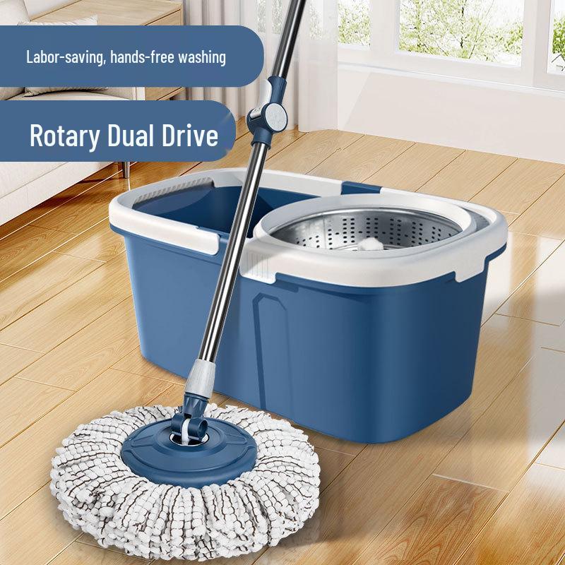 Spin Mop 2025: Dual Wet/Dry Self-Wringing Bucket System, Hands-Free Cleaning Solution