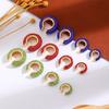 Retro Fashion C-Shaped Bling Ear Clips with Colored Diamonds - Trendy No-Pierce Earrings
