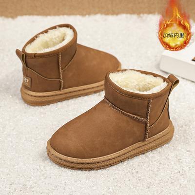 Winter neue Kinder Schneestiefel Fleece verdickt warm Fell integrierte Baumwollstiefel 26-37 Größe Baumwollschuhe für Jungen und Mädchen