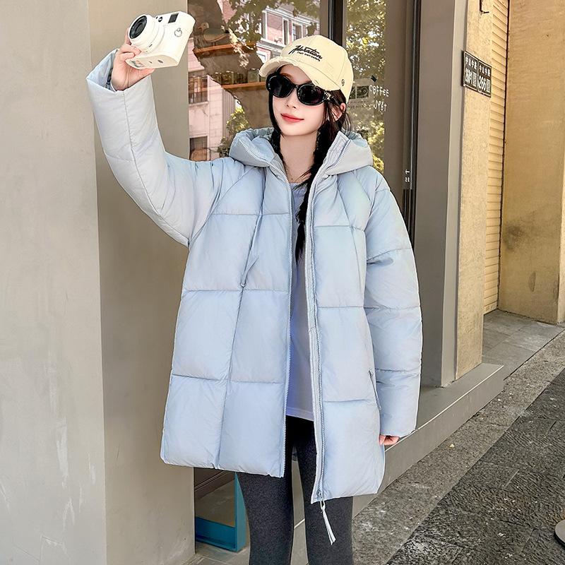 Cotton-padded Women Puffs Soft Bread Clothing Autumn and Winter New Hooded Padded Student Cotton-padded Jacket Long Cotton-padded Jacket.