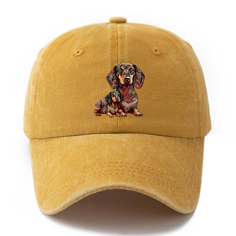 Dog cartoon printed baseball cap with curved edges for casual outdoor sports, parties, camping, truck driver hat