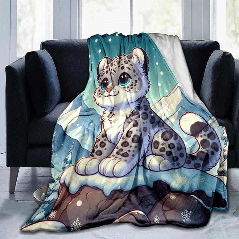 

1pc Cute Animals Printing Lightweight Flannel Blanket, Comfortable and Warm Blanket, for Camping Sofa Bed and Couch Office, Gift 100x150cm