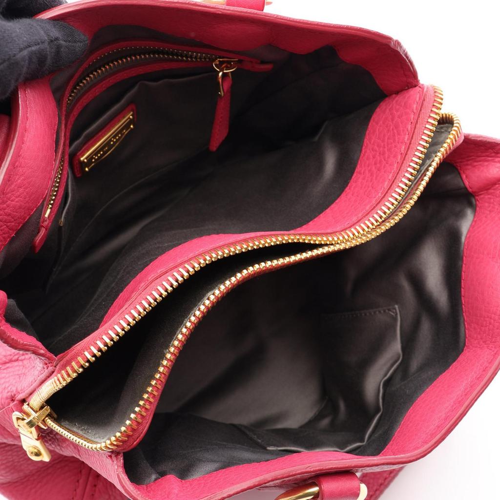 Used Miu Miu VITELLO CARIBU 2WAY Handbag RN0757 Leather Pink Used Women