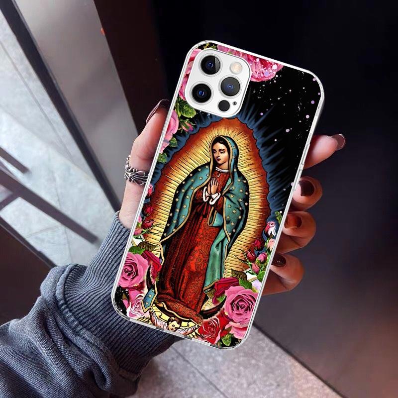 Virgin De Guadalupe Virgen Mary Phone Case For iPhone 17 Air 11 13 Mini 14 15 Plus 16 12 Pro Max 16E SE 7 8 Pattern Soft TPU Bac