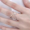 PONYKISS  Sterling Silver Zircon Star Cross Opening Rings for Women Romantic Fine  Minimalist Sweet Cool Accessories
