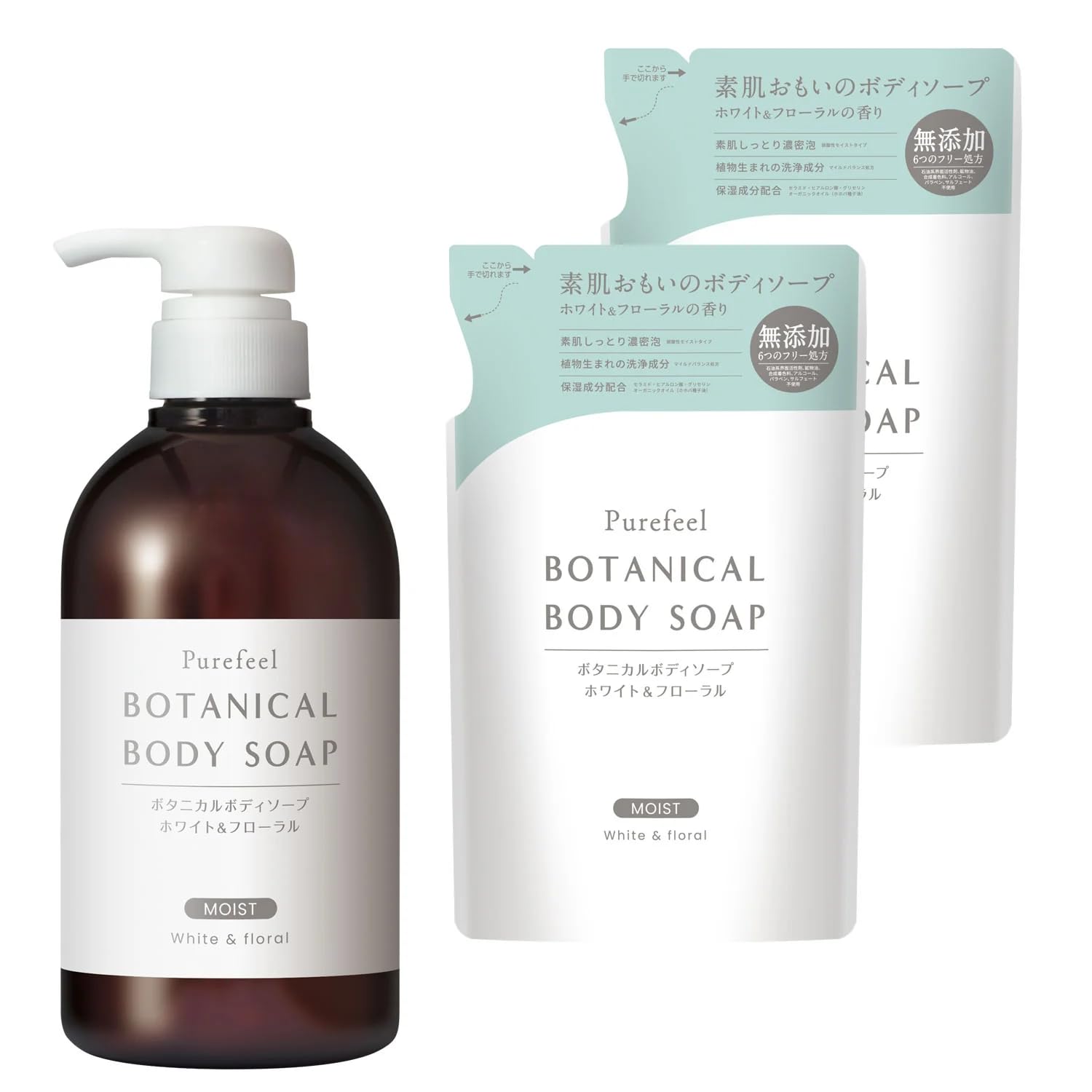 

Мыло Pure Feel Botanical Body Soap Цветочный шампунь с успокаивающим ароматом, который нежно ухаживает за кожей тела Мыло для тела 380 мл сменный блок x [Daiichi Official] [Белый