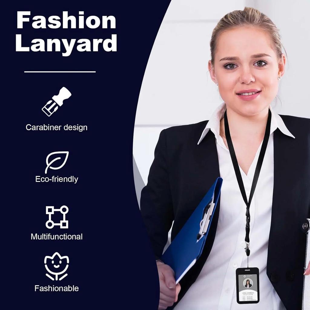 Work Permit Card Set - Rope Retractable Neck Hanging Document Card Set - Chest Tag Access Control Hard Shell Protective Set