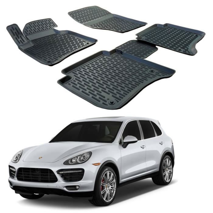 SCOUTT Tapis de sol en caoutchouc Porsche CAYENNE - 3D - Sur mesure - Noir