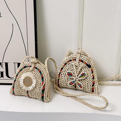 Sommer geflochtene Tasche Damen Strandurlaub Umhängetasche Strohtasche vielseitig tragbar Retro Gemüsekorb Umhängetasche
