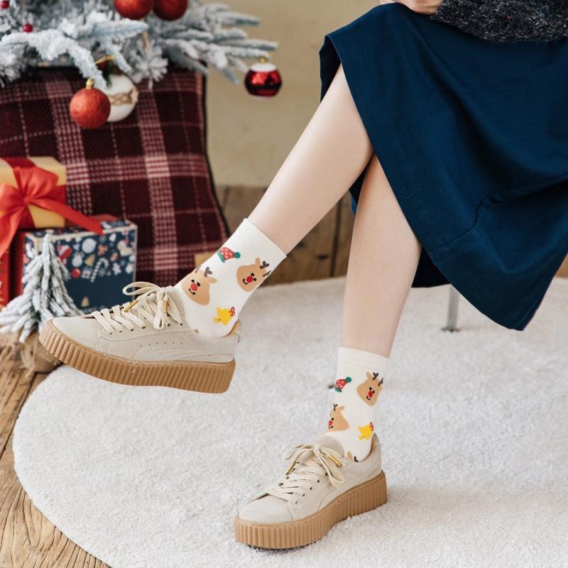 Christmas Socks Woman Funny Santa Claus Christmas Snowman Socks Kawaii Cartoon Animal Girl Cute Christmas Gift Socks