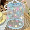 Thin Breathable Cooling Dog Vest Floral Print Sunproof Cat Summer Clothes Flying Sleeves Lightweight Cat Mesh T Shirt Summer