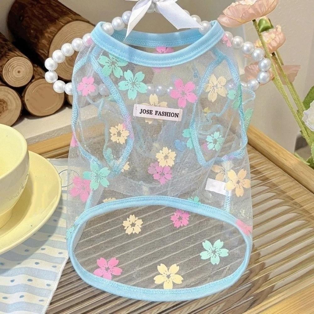 Thin Breathable Cooling Dog Vest Flying Sleeves Cat Mesh T Shirt Dog Sunscreen Clothing  Summer S