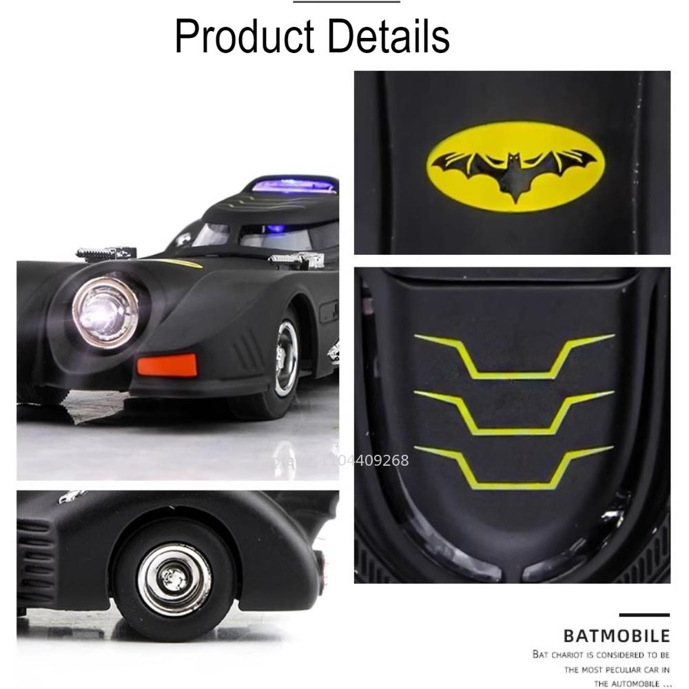1:38 Scale Batmobile Toy Car Model Alloy Diecast Pull Back Sound Light Classic Movie Vehicles Models Hobby Ornaments Gifts