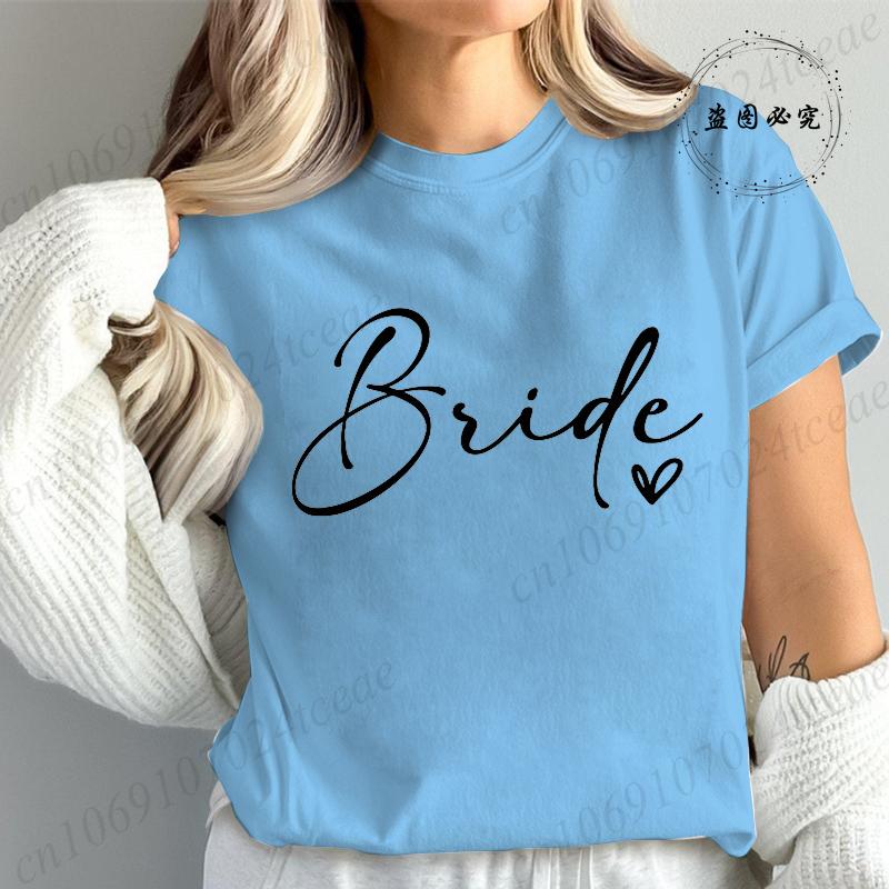 Bridesmaid Print T Shirt for Women Bachelorette Party Fashion Streetwear Tops Vintage Bride Team Tees Tshirt Gifts TT01
