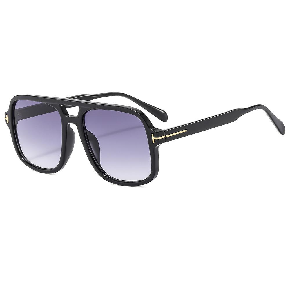 T Double Bridge Aviator Sunglasses New Model Frog Sunglasses for Men High-end Feel UV Protection C1Black frame double gray