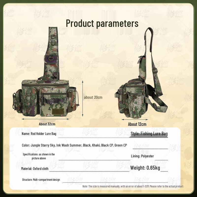 BinXun Multi-functional Fishing Rod Lure Bag - Crossbody & Waist Pack