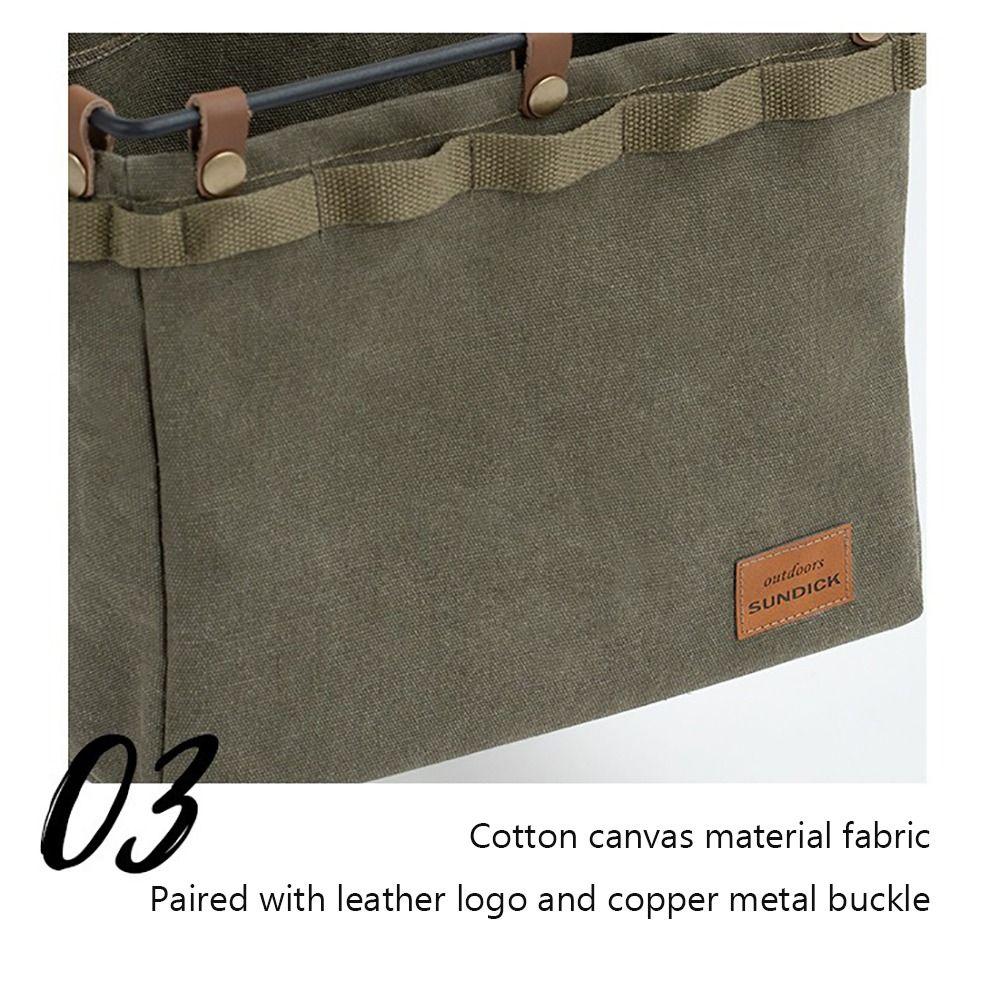 Canvas Table Side Storage Bag Foldable Portable Camping Canvas Bags Large Capacity Picnic Tableware Organizer Bag Picnic