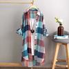 Women's Sun Protection Clothing Shirt, Women's Mid To Long Size Plus Women's Loose Fit Slimming Fashion Plaid Shirt, Women's Casual Jacket