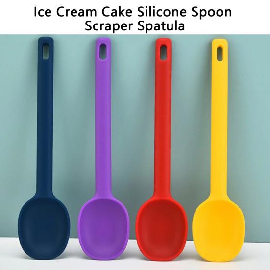 Mixing Spoon Heat Resistant Integrate Handle Universal Ice Cream Cake Silicone Spoon Scraper Spatula Kitchen Tool