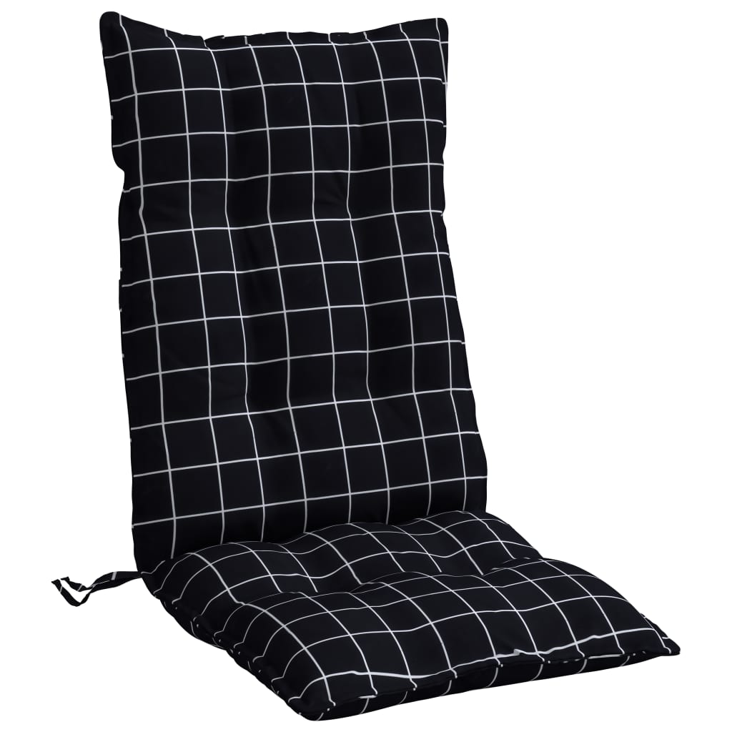 High Back Seat Cushions 6 Pcs Black Checkered Fabric