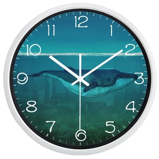 Кит и Город Под Водой Креативный Дизайн Настенные Часы Часы Защиты Окружающей Среды J4O2Y5 12 inch
