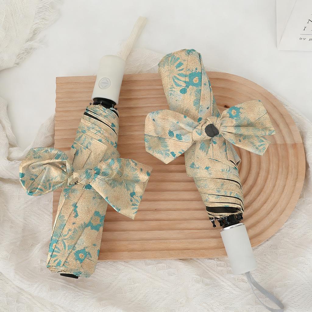 Wholesale three-fold automatic umbrella cartoon digital folding umbrella vinyl anti-ultraviolet sunscreen sun umbrella