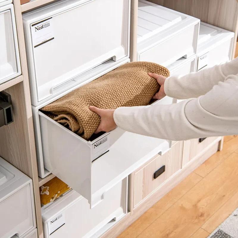 Drawer Style Storage Box Stackable Container Save Space High-capacity Clothes Organizer for Multi Purpose Storage Box