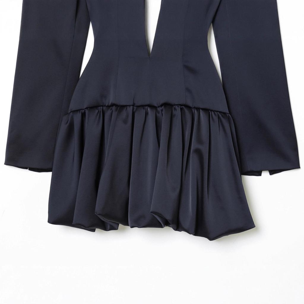 European and American Women's Fashion Casual Balloon Silhouette Mini Dress