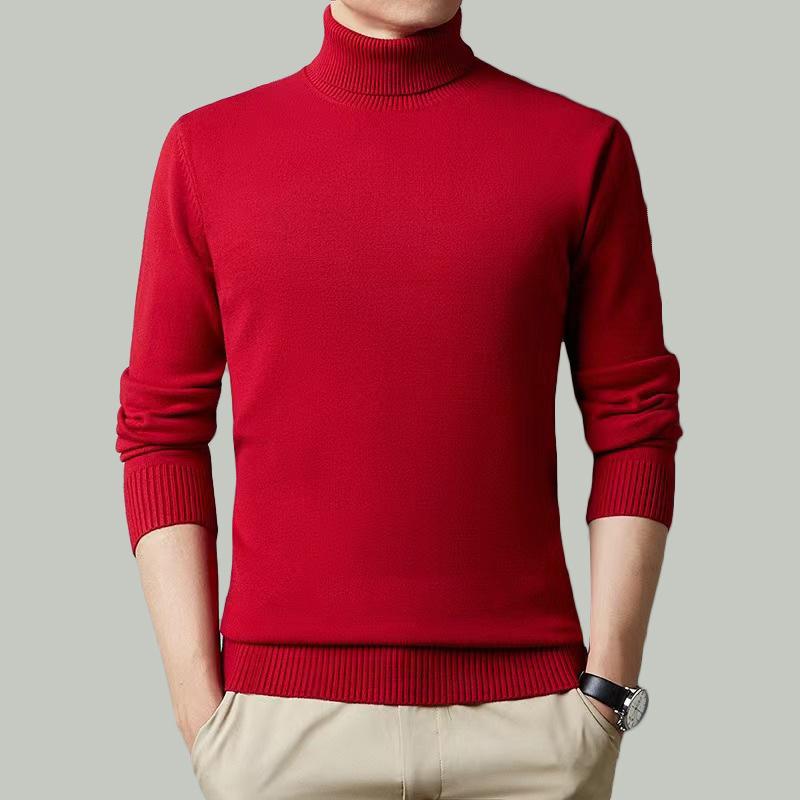 Turtleneck Men's Wool Sweater Autumn and Winter Trend Casual Bottoming Knitted Sweater Fine Imitation Wool Sweater Sweater Men
