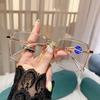 Large Square Ladies Reading Glasses Unisex Anti-blue Light Computer Eyewear Women Luxury Heart Design Myopia Glasses 0 To -4.0