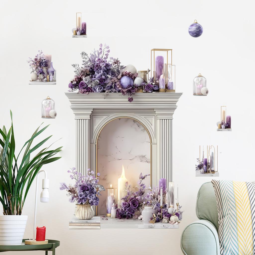 Decorative Floral Arch Wall Sticker Self-Adhesive Removable for Bedroom Living Room Study Background Home Decor