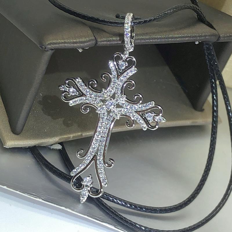 925 Silber Gotisch Dunkler Stil Kreuz Anhänger Halskette Rock Punk Goth Mode Halsketten Für Frauen Männer Schmuck Design Mystisches Geschenk