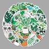 50 Cartoon Style Green Plant Graffiti Stickers for Notebook, Luggage, and Refrigerator