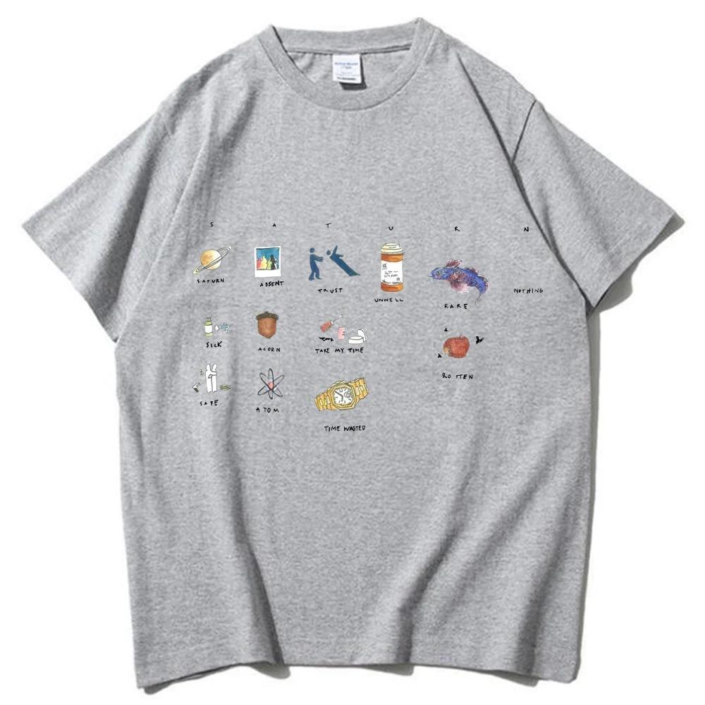 2024 Sza Saturn T-Shirts Unisex Harajuku O-Neck Short Sleeve Shirts Fans Gift