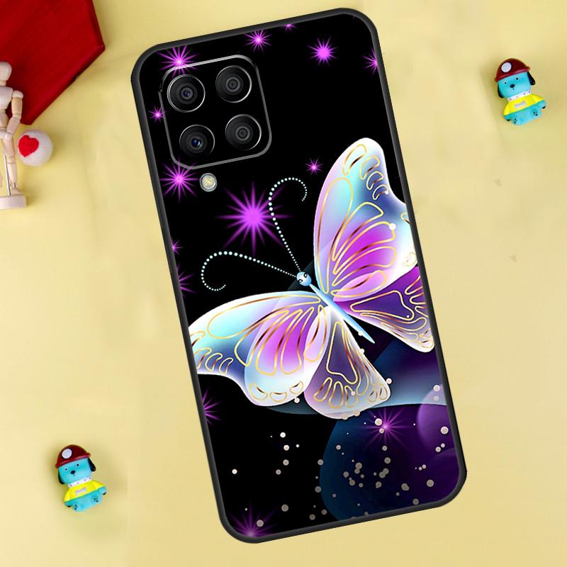 Black Beautiful Butterfly Case For Samsung Galaxy M35 M55 M15 M11 M12 M13 M14 M06 M16 M36 M56 M31 M53 M32 M52 M34 M54