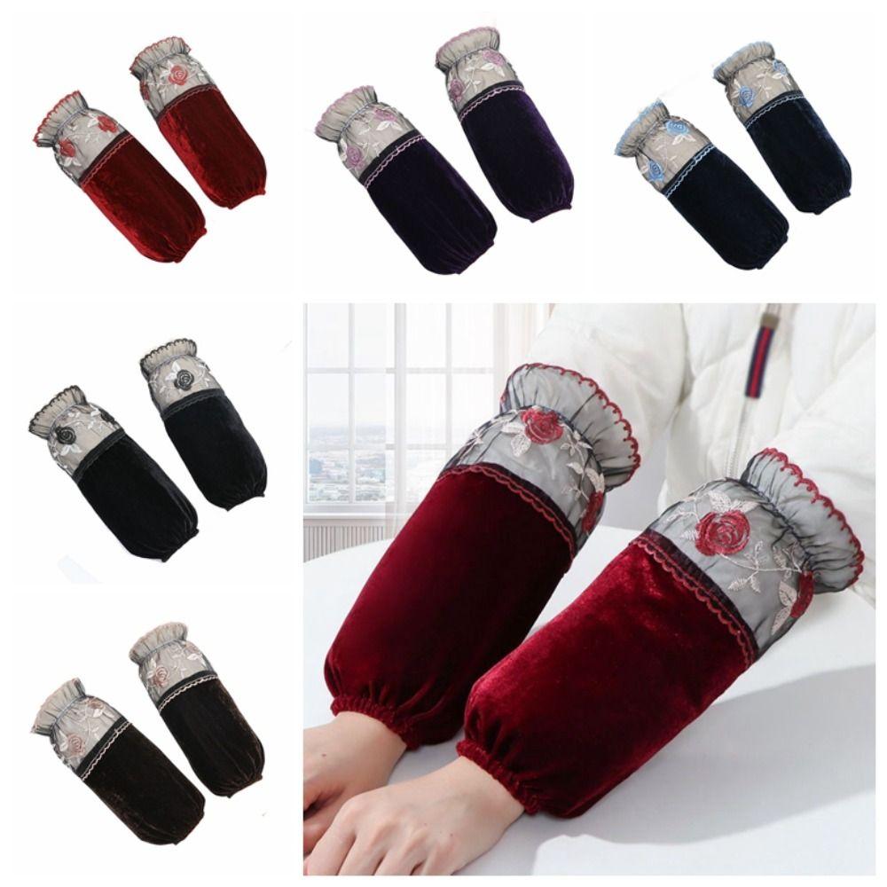 

Lace Oilproof Oversleeves Velvet Dustproof Oversleeves Arm Sleeve Cleaning Oversleeves Adult кофейный