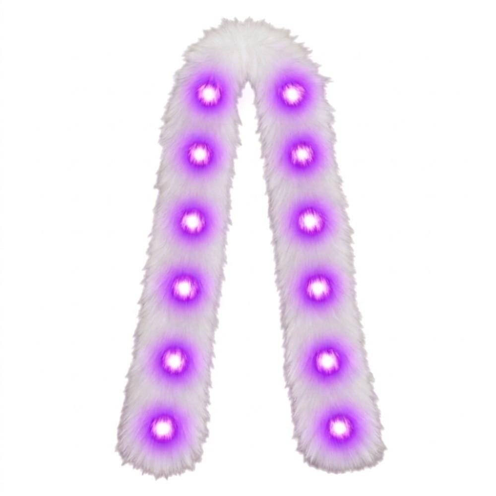 White Plush LED Flash Scarf Light Up Christmas Decoration Shining Luminous Glowing Scarf Rave