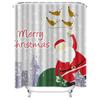 TU Christmas Santa Claus Shower Curtain Festive Holiday Bathroom Decor Reindeer Pattern Waterproof Holiday Home Xmas Decoration