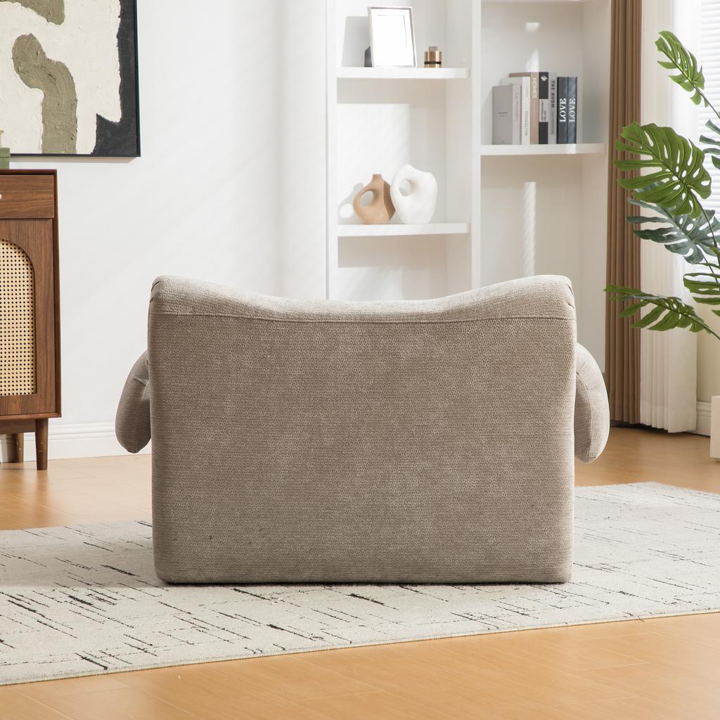 Modular compression sofa made of chenille fabric, filled with 30D high-elastic foam. Easy to move with non-slip bottom, ideal for living room. Gray