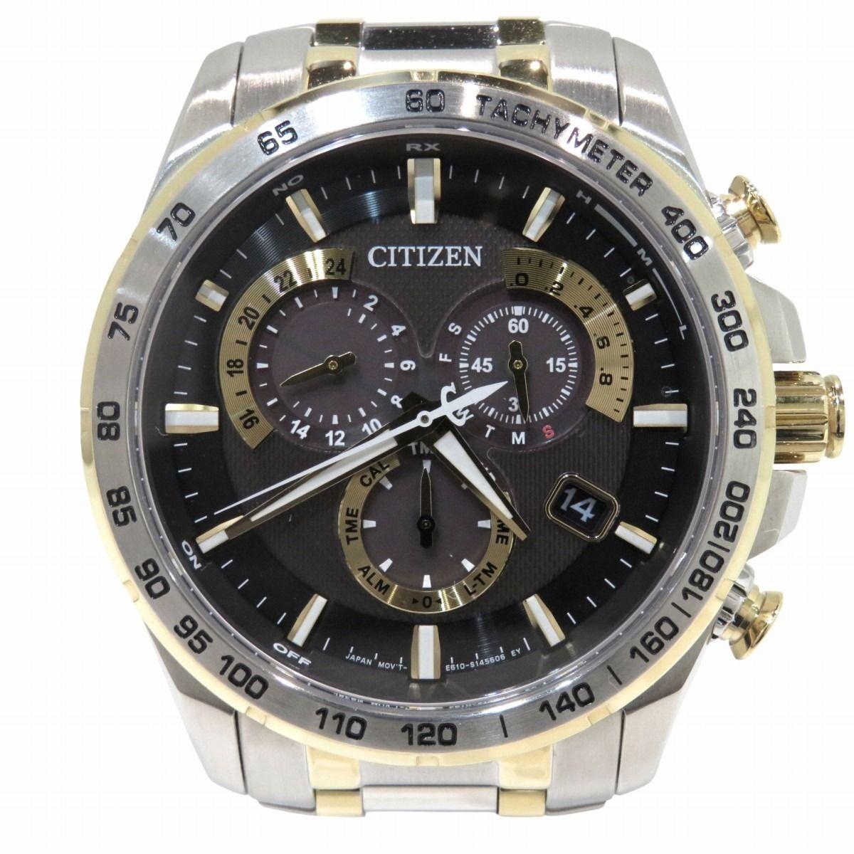 Citizen Eco Drive Watch Total Weight Approx. 161g SS Radio Solar Black Dial E610-S104840 Men s