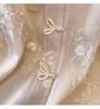 Spring Summer Chinese Style Vintage Embroidery Lace Elegant Fashion Shirt Lady Long Sleeve Stand Collar Tassel Beige Blouse